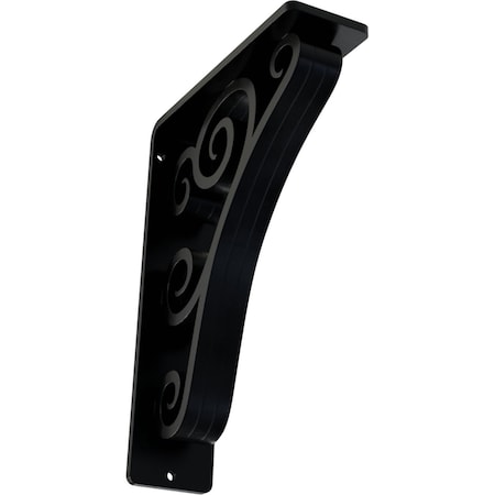 Ekena Millwork Tristan Wrought Iron Bracket, (Triple center brace), Powder Coated Black 2"W x 5 1/2"D x 8"H BKTM02X05X08TTN